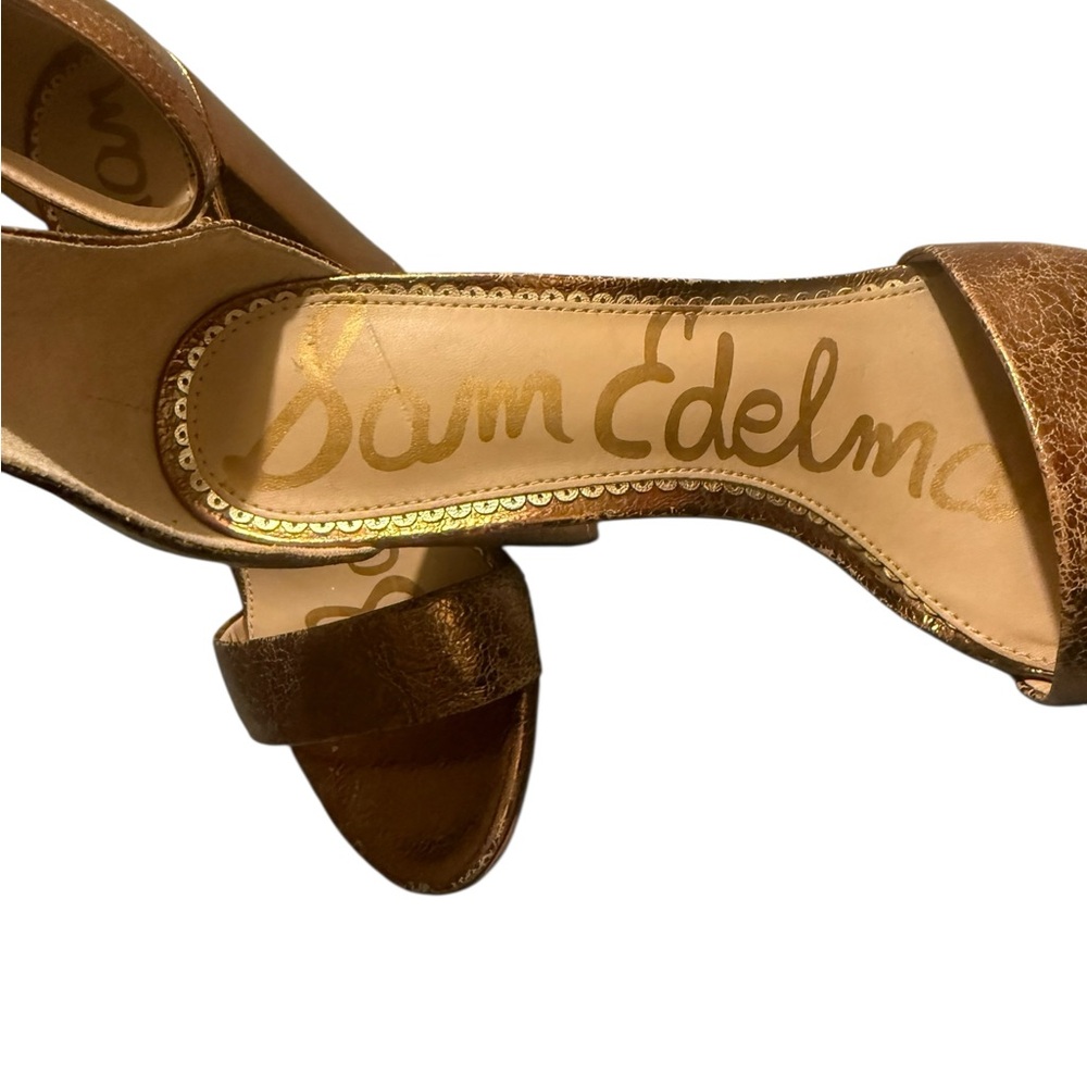 Sam Edelman Yaro Block Heeled Heeled Sandals Copper Bronze Sz. 7 - Picture 3 of 10